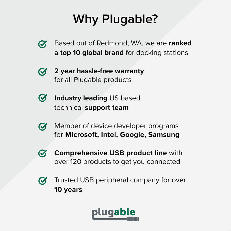[Australia - AusPower] - Plugable USB 3.0 or USB C to HDMI Adapter for Dual Monitors, Universal Video Graphics Adapter for Mac and Windows, Thunderbolt 3/4, USB 3.0 or USB-C, 1080p@60Hz 