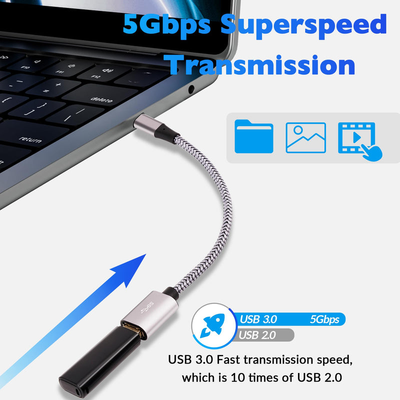 [Australia - AusPower] - USB-C to USB 3.1 Adapter（2 Pack）, Nylon Braided Type-C OTG Cable USB C Male to USB A 3.0 Female Connector, Compatible with Samsung S23 Ultra, MacBook Pro 2022, MacBook Air/Mini, Google Pixel, LG V20 USB C Male to USB A Female 2 Pack 