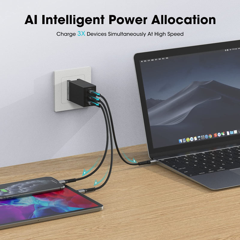 [Australia - AusPower] - USB C Charger, Haycide 65w GaN Charger, 3 Ports PD 3.0 PIQ 3.0 PPS Type C Fast Wall Charger Adapter Compatible with iPhone, MacBook Pro/Air, iPad, Laptop, Dell XPS, Samsung 