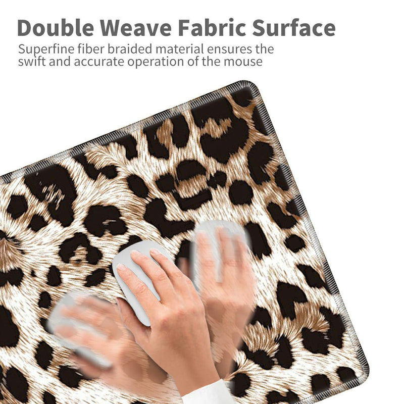 [Australia - AusPower] - Desk Mat Gaming Mouse pad for Laptop, Leopard Fur Customized Design Printed Desk pad, Home Office Accessories, with Sunflower Coasters and Cute Stickers 