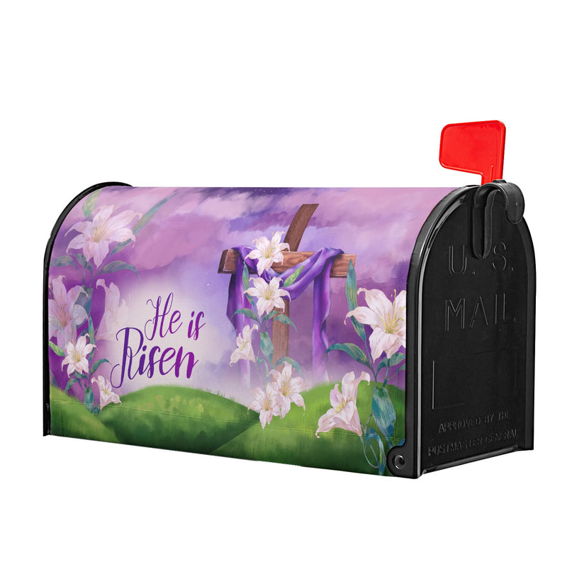 [Australia - AusPower] - Easter He is Risen Mailbox Covers Magnetic Happy Easter Mailbox Cover Standard Size 25.5 x 21 Inch Spring Purple Flowers Mailbox Wrap Post Letter Box Cover Decorative for Home Outdoor Garden 25.5x21 in Easter-1 