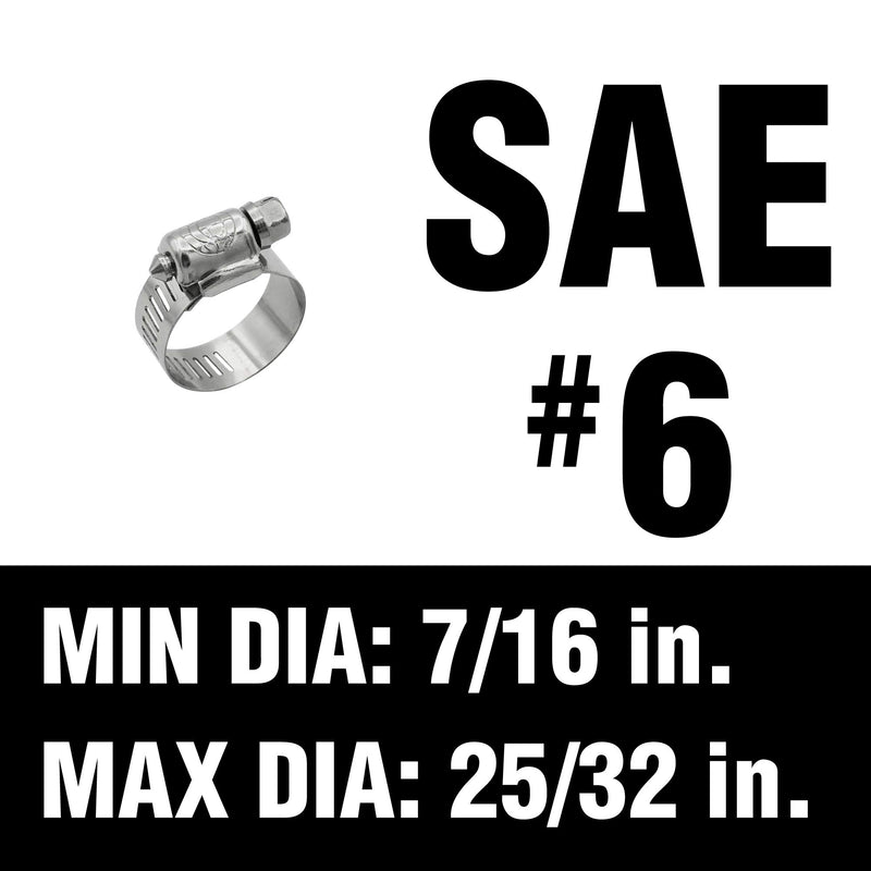 [Australia - AusPower] - Cambridge Worm Gear Hose Clamps SAE Size 6, Adjustable 7/16-in to 25/32-in, Stainless Steel Band and Housing, Zinc Plated Screw, 10 Pack 