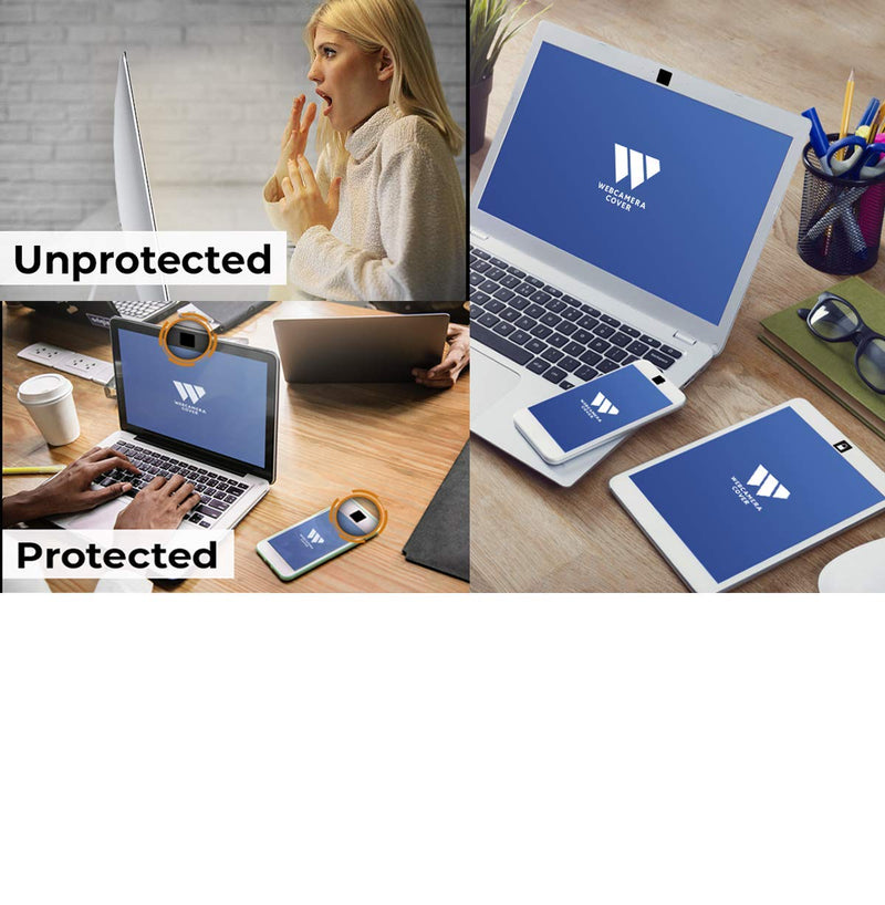[Australia - AusPower] - Webcam Cover Black 6 Pack, NanoTech Reusable Adhesive Protection and Security for Laptops, Smartphones, Tablets, Desktop - Works Safely on Any Electronics Surface - Protect Your Privacy 