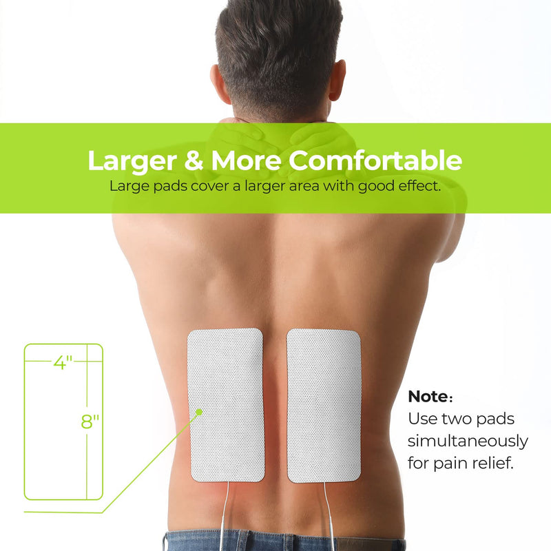 [Australia - AusPower] - AUVON TENS Unit Pads 4"X8" 2 Pcs, Latex-Free Replacement Pads Electrode Patches with Upgraded Self-Stick Performance, Ideal for Lower Back and Waist Pain Relief 