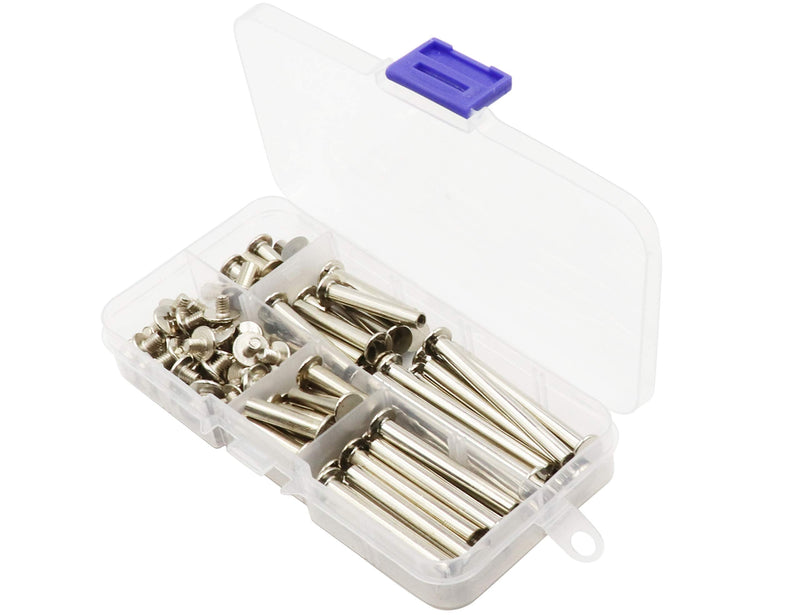 [Australia - AusPower] - LBY 100pcs Phillips Chicago Screws Binding Screw Posts,M5 x 10/20/30/40/50mm Book Screws,Binding Barrels and Screws Assortment Kit, for Leather Saddles Purses Belt Repair,Nickel-Plated Silver 