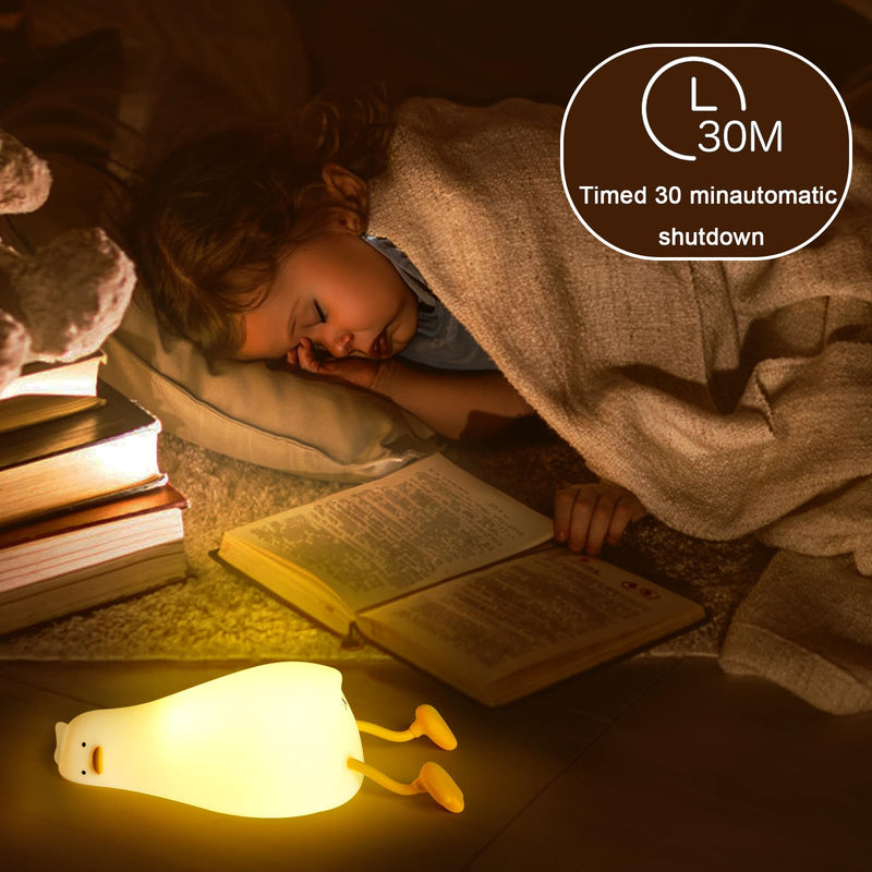 [Australia - AusPower] - Hbaushun Lying Flat Duck Night Light,Dimmable Nursery Squishy Nightlight,Cute LED Silicone Duck Lamp,Rechargeable Bedside Touch Lamp for Breastfeeding Toddler Baby Kids Decor,Birthday Christmas Gifts 