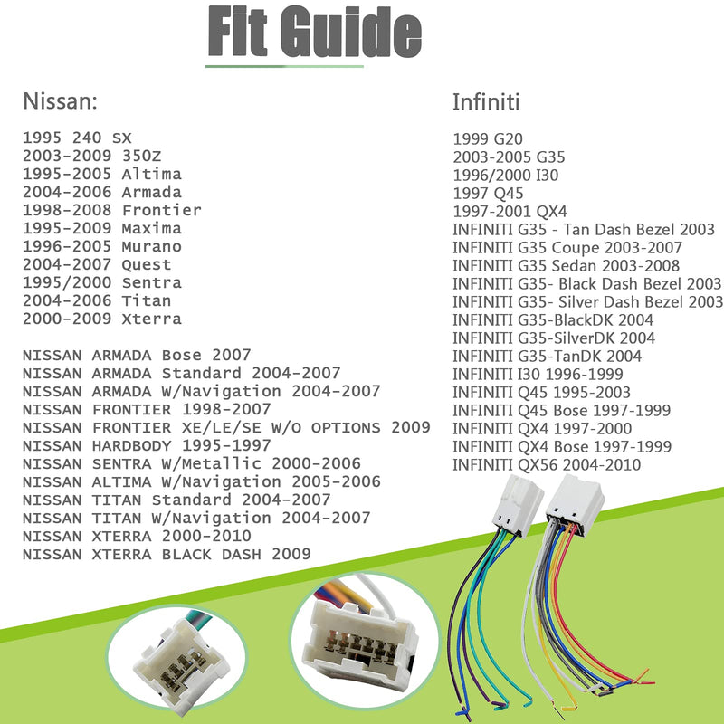 [Australia - AusPower] - RED WOLF Replacement for Nissan 1995-2008, Infiniti 1990-2008 Aftermarket Radio Stereo Install Wiring Harness Plug Connector 
