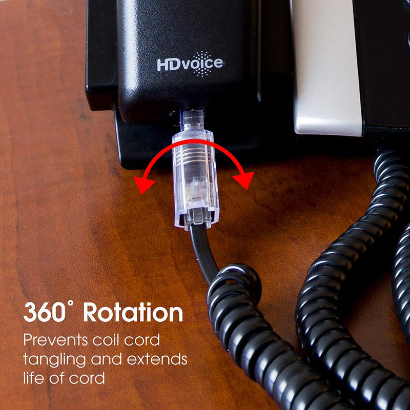 [Australia - AusPower] - Power Gear Telephone Cord Detangler, Tangle-Free 360 Degree Rotation, Plug into Landline Phone Handset, For Use in Home or Office, All Brands, Black, 27637 1 Pack 