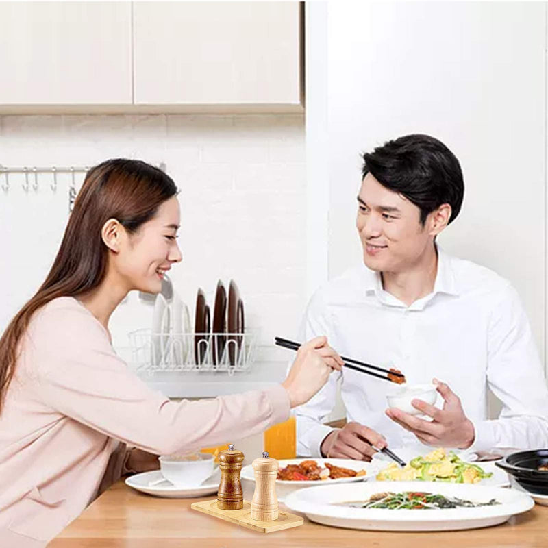 [Australia - AusPower] - GORGECRAFT Salt and Pepper Mill Tray Wood Pepper Grinding Trays Bamboo Condiment Tea Serving Tray for Home Kitchen Coffee Bar 