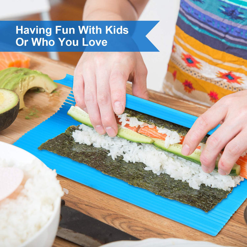 [Australia - AusPower] - 3 Pieces Kitchen Sushi Rolling Mat Non Stick Sushi Making Kit Japanese Plastic Sushi Rolling Maker Homemade for Home Kitchen DIY Sushi Plate Mat 