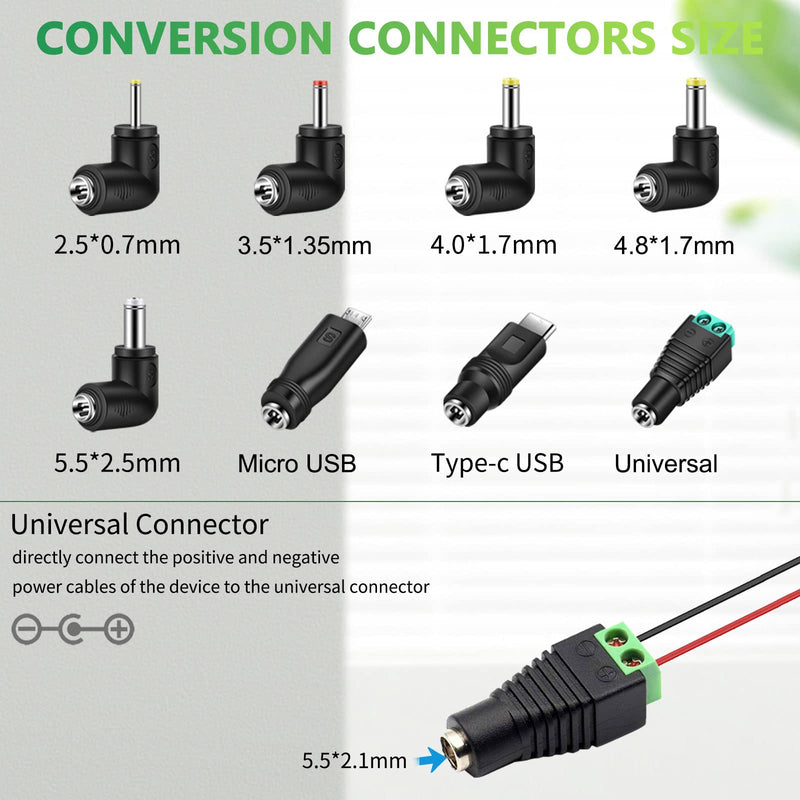 [Australia - AusPower] - Bouge Universal DC 5V Power Cable, USB Charger Cord with 8 Types Connectors (Include Micro and USB C Android Connector) for Samsung Galaxy LG Moto and Other Android Phones Tablet Power Bank 