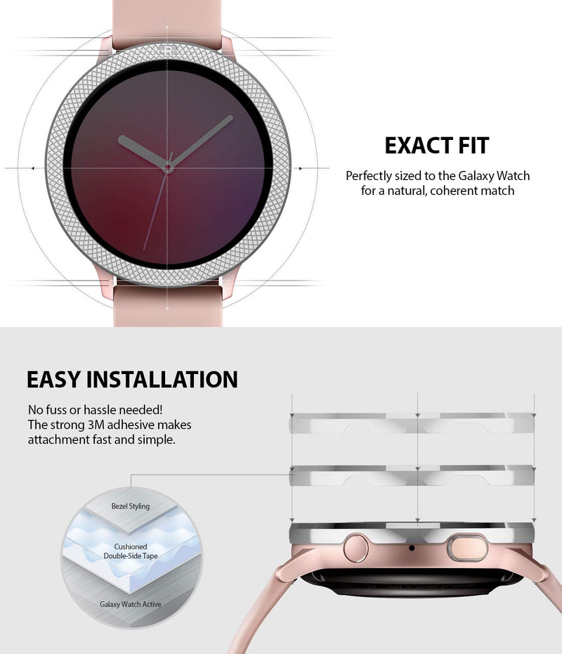 [Australia - AusPower] - Ringke Bezel Styling Full Cover for Galaxy Watch Active 2 (44mm Only) Case Bezel Ring Adhesive Accessory - Silver (GW-A2-44-42) Full Cover Silver (GW-A2-44-42) 