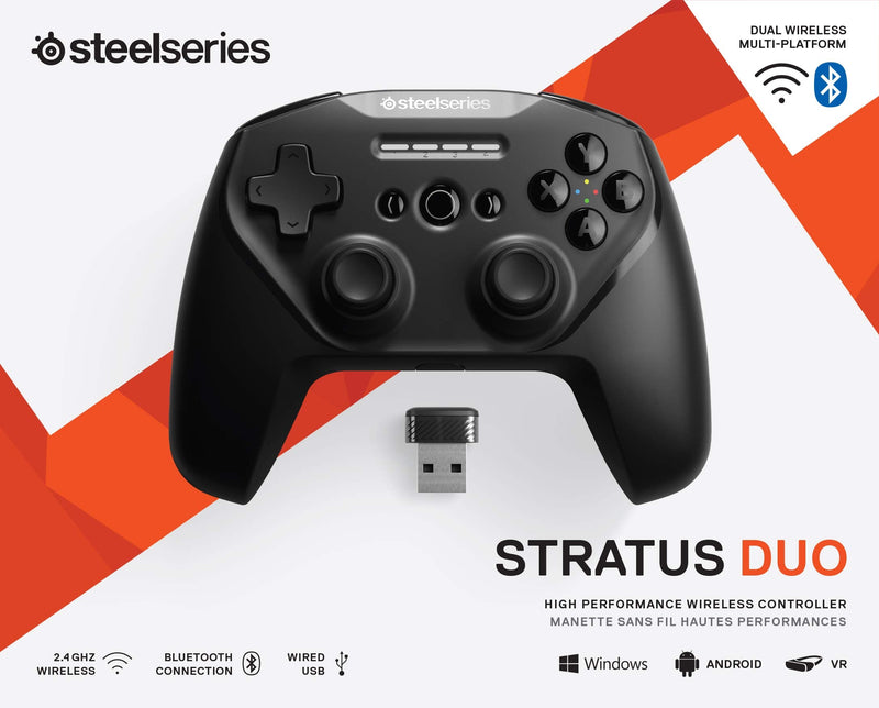 [Australia - AusPower] - SteelSeries Stratus Duo Wireless Gaming Controller – Compatible with Android, Windows, VR, and Chromebooks – Dual-Wireless Connectivity – High-Performance Materials – Supports Fortnite Mobile Stratus Duo - Android/PC 