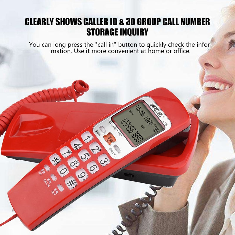 [Australia - AusPower] - FSK/DTMF Caller ID Telephone Corded Phone Desk with Crystal Button, Desk Put Landline Fashion Extension Telephone Home - Not Support Wall-Mounted (Red) Red 