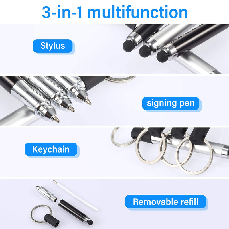 [Australia - AusPower] - Outus 4 Pieces Mini Stylus Pen with Keyring Loop 3-in-1 Accessory Bullet Capacitive Stylus Pen Keychain Stylus Tablet Pen Touchscreen Stylus Pen 