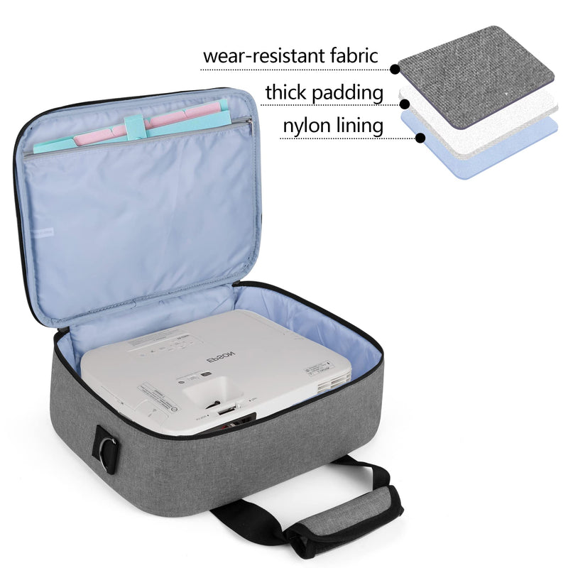 [Australia - AusPower] - Luxja Projector Case, Projector Bag with Accessories Storage Pockets (Compatible with Most Major Projectors), Medium(13.75 x 10.5 x 4.5 Inches), Gray 