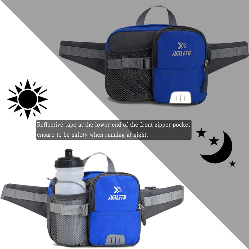 [Australia - AusPower] - Clape Fanny Pack with Water Bottle Holder Hiking Multipurpose Waterproof Waist Bag for Men Women Kids Walking Running Hiking Climbing fit for iPhone iPod Samsung Phones (Bottle Not Included) OT02-Green 