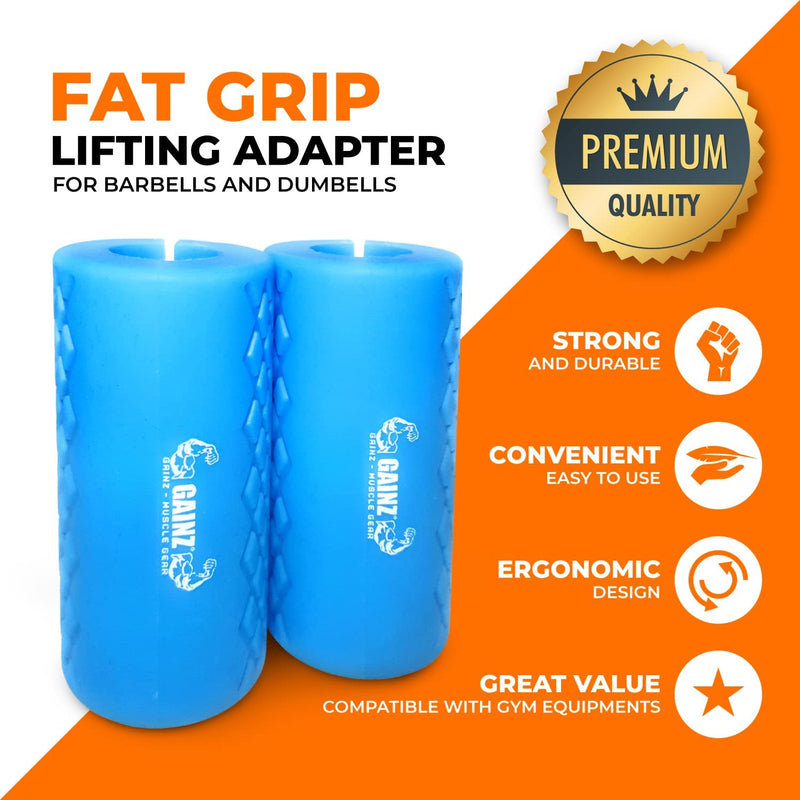 [Australia - AusPower] - Fat Grips Weight Lifting Adapters for Barbell / Dumbbell - GainZ - Thick, Pro, Set, Training, Grow Bigger Biceps, Bodybuilding, Arms and Anti-slip (2 pieces) 