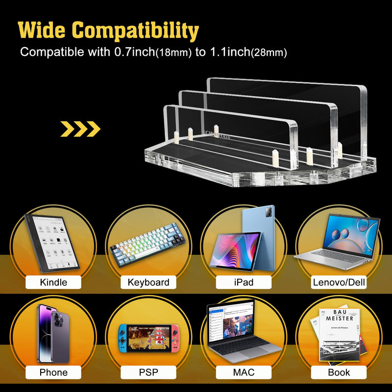 [Australia - AusPower] - UCINNOVATE Vertical Laptop Stand, Acrylic Laptop Holder Desk with Adjustable Dock, Dual Desktop Notebook Stand Fits All MacBook/Surface/Gaming Laptop/iPad/Pro/Chromebook/HP/Dell/Computer/Keyboard Acrylic Vertical Laptop Stand(clear) 