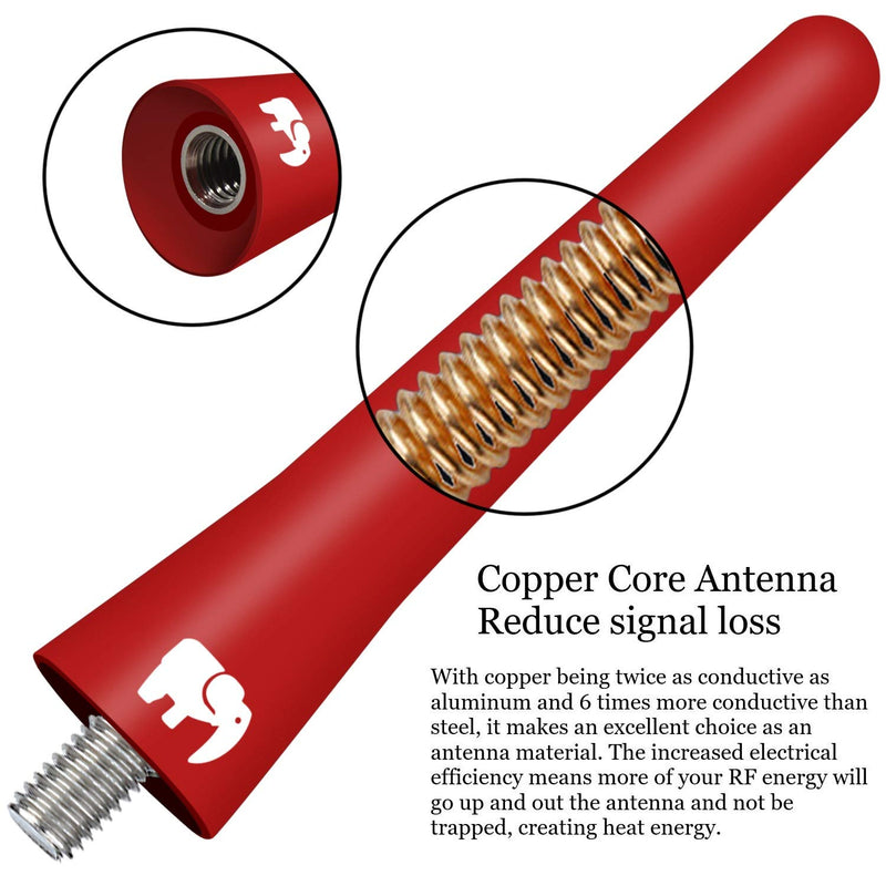 [Australia - AusPower] - ONE250 2.5" inch Short Rubber Copper Core Antenna for Ford F-Series (F-150 F-250 F-350 Super Duty Ford Raptor Ranger Trucks 1997-2021) - Designed for Optimized FM/AM Reception (Red) Red 