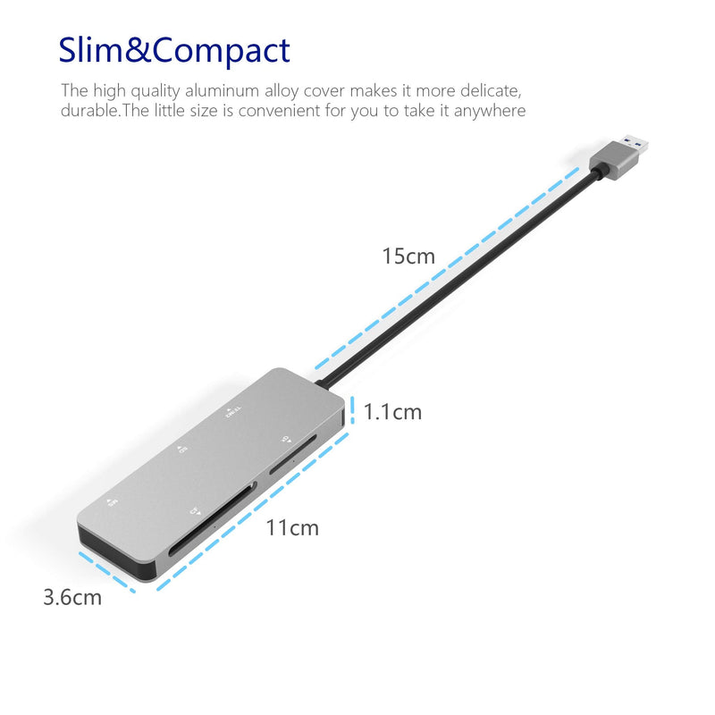[Australia - AusPower] - USB3.0 XD Card Reader, USB 3.0 (5Gps) High Speed TF/SD/MS/M2/XD/CF Memory Card Solt Combo Adapter, 6 in 1 Aluminum Card Reader,Compatible with Windows XP/Vista / 7/8 / 8.1/10, Mac OS, Linux 