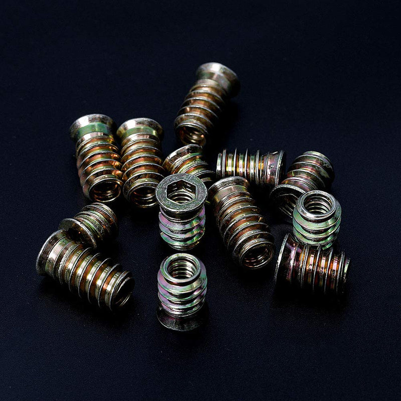 [Australia - AusPower] - 1/4-20 Threaded Inserts for Wood Nutsert Furniture Screw-in Nut Inserts Kit 10mm 15mm 20mm Length Hex Drive 60 Pieces 