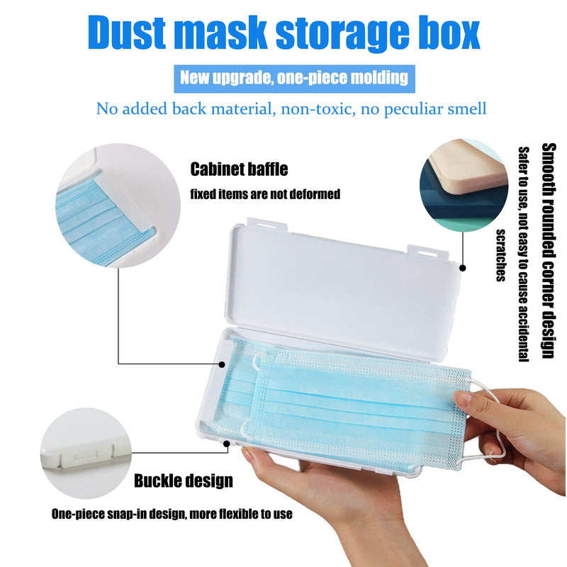 [Australia - AusPower] - 4pcs Mask Storage Box, Portable Disposable Mask Holder Case, Dustproof and Waterproof Reusable Plastic Storage Box, with 4 Mask Storage Bags and 15 3d Puffy Stickers 