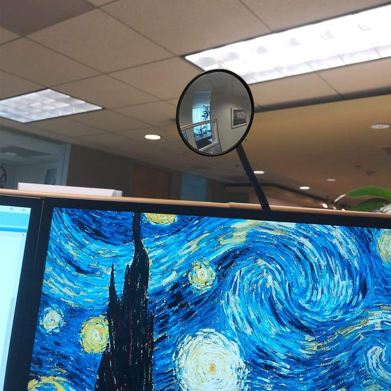 [Australia - AusPower] - Ampper Acrylic Clip On Rear View Cubicle Mirror, Flexible Convex Security Mirror for Personal Safety Desk Rearview Monitors or Anywhere (3.75", Round) Acrylic - With Frame 