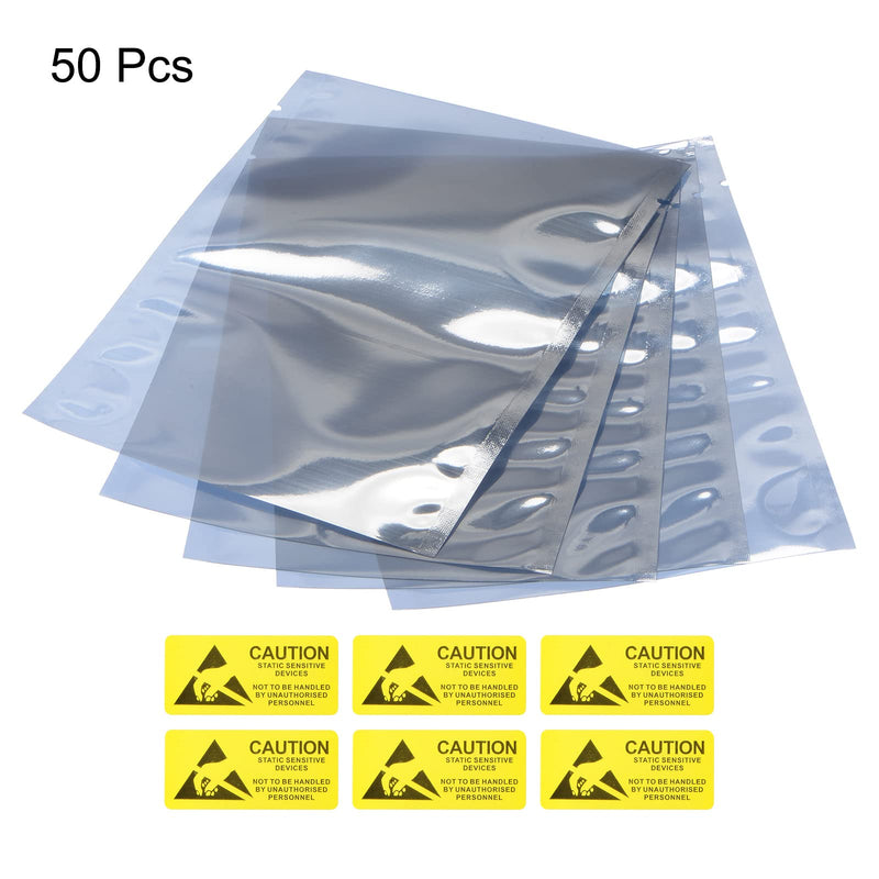 [Australia - AusPower] - MECCANIXITY Anti Static Bags Shielding Bag 50pcs 4.3x6inch(11x15cm) Open Top with Labels for Hard Drive HDD SSD 