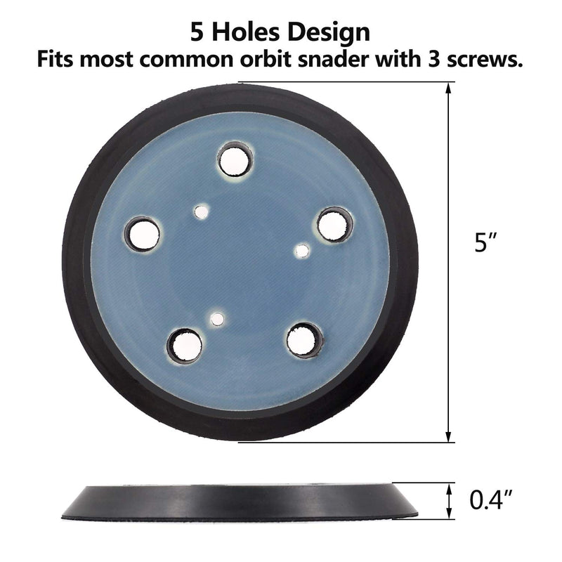 [Australia - AusPower] - AxPower 4 PACKS 5 inch 5 Hole Replacement Sander Pads for Porter Cable #13904 13909(1) RSP29 5" Hook and Loop Sanding Backing Plates Compatible with Porter Cable Model 333 333VS Random Orbit Sanders 