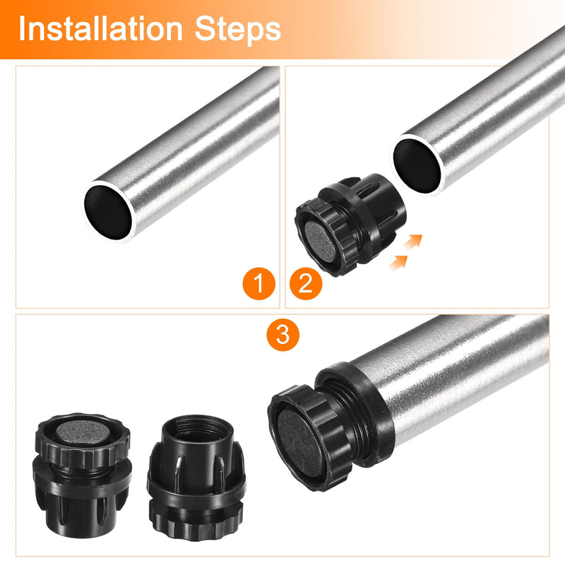 [Australia - AusPower] - uxcell 4Pcs Inserts for Round Tubes with Leveling Feet, for 30mm/1.18" Dia Round Tube, Black Plastic Furniture Chair Leg Plug Blanking End Caps Insert Plugs 4 