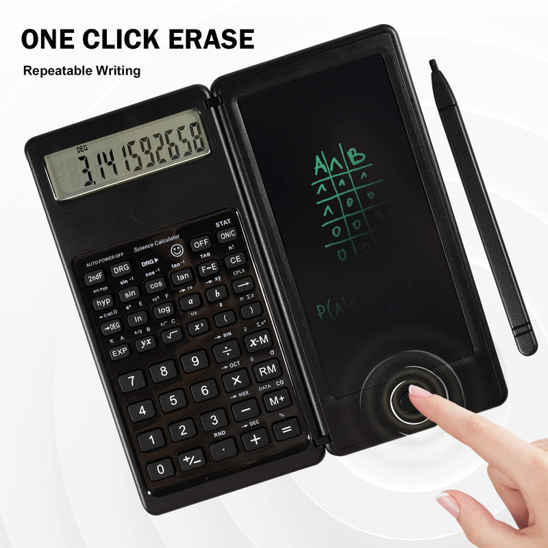 [Australia - AusPower] - XiaoYouDangJia Scientific Calculator,Collapsible Engineering Calculator with Writing Tablet,10-Digit LCD Display PocKet Calculator for High School and College (BlacK) Black 
