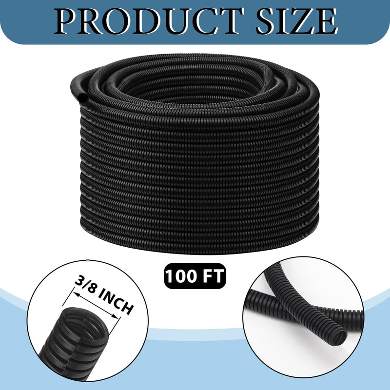[Australia - AusPower] - Kanayu Flame Retardant Wire Loom High Temperature Cable Conduit Split Cable Sleeves Split Wire Loom Tubing Auto Wire Conduit for Industrial Electrical Wires Automotive Marine (3/8''-100 Ft) 3/8''-100 Ft 