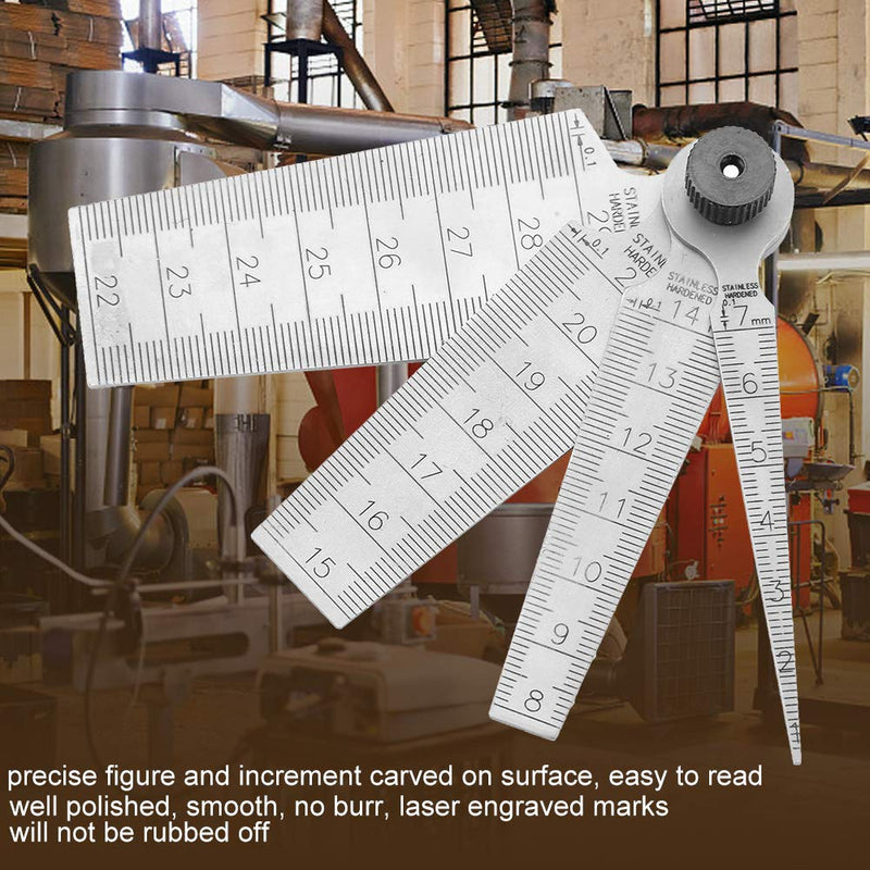 [Australia - AusPower] - Stainless Steel Feeler Gauge, Welding Taper Feeler Gauge Rulers, Taper Gauge Feeler Gap Hole Inspection Tool, 1mm to 29 mm Test Ulnar Inch&Metric Measuring, High Precision 