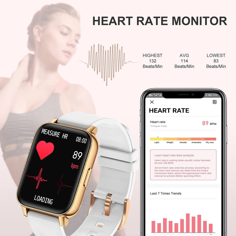 [Australia - AusPower] - Flian Smart Watch for Women 1.69" Touch Screen Smart Watches for Android iOS Phones Smartwatch Fitness Watches with Heart Rate Monitor Sleep Tracker Calorie Pedometer Sports Activity Fitness Tracker 