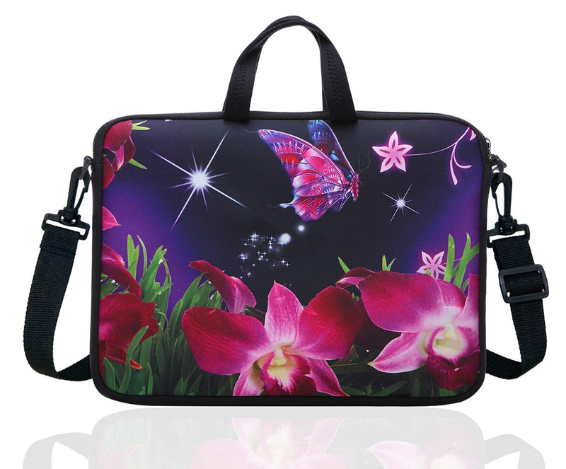 [Australia - AusPower] - 17.3-Inch Laptop Shoulder Sleeve Bag Case With Handle For 17 17.3" Acer Dell Hp Pink Flower 