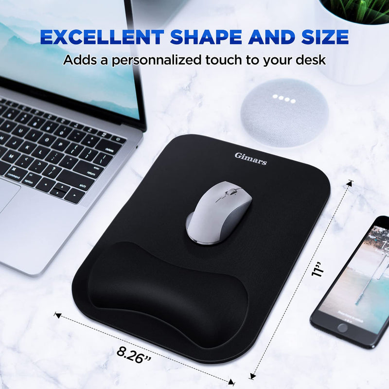 [Australia - AusPower] - Gimars Large Smooth Superfine Fibre Memory Foam Ergonomic Mouse Pad Wrist Rest Support - Mousepad with Nonslip Base for Laptop, Computer, Gaming & Office Black 