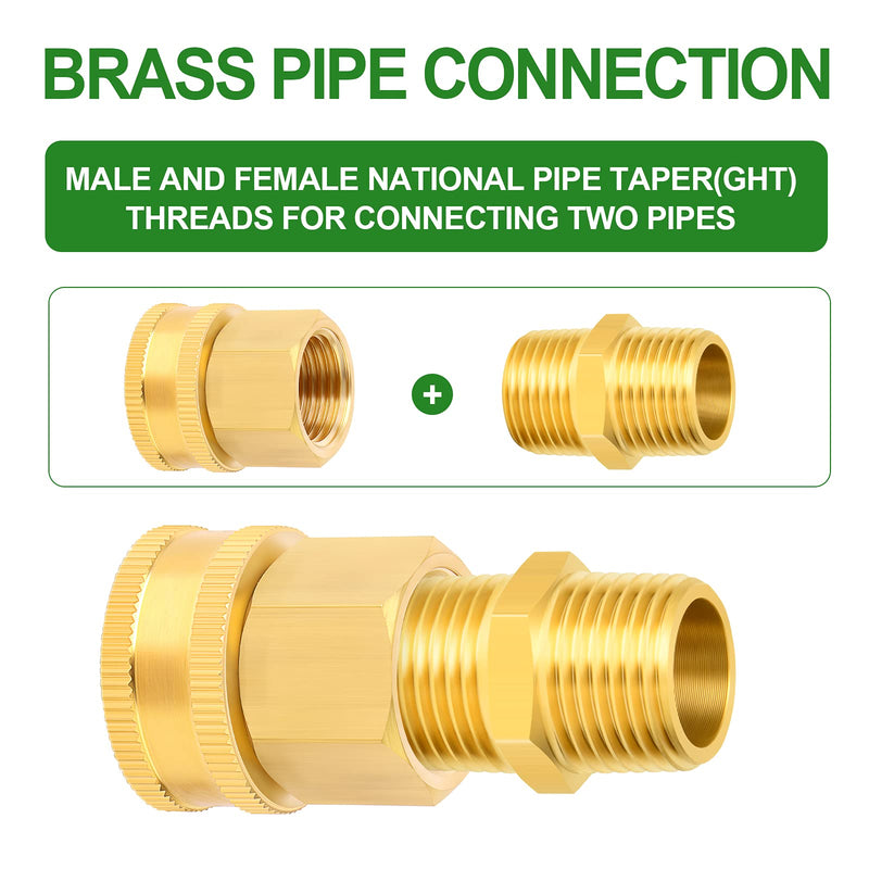 [Australia - AusPower] - TAISHER 6 Packs Brass 3/4" Female GHT x 1/2" Female NPT Hose Connectors, Hose Adapter Garden Hose Fittings and Adapters 6PCS 3/4" Female x 3/4" FNPT 