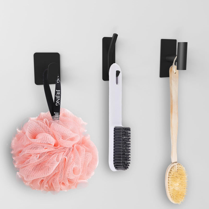 [Australia - AusPower] - POSHGRAND Bathroom Towel Hook for Bathrooms Adhesive, Matte Black Wall Mounted Hooks Heavy Duty for Robe/Coat/Closet/Kitchen (4 Packs) 03 