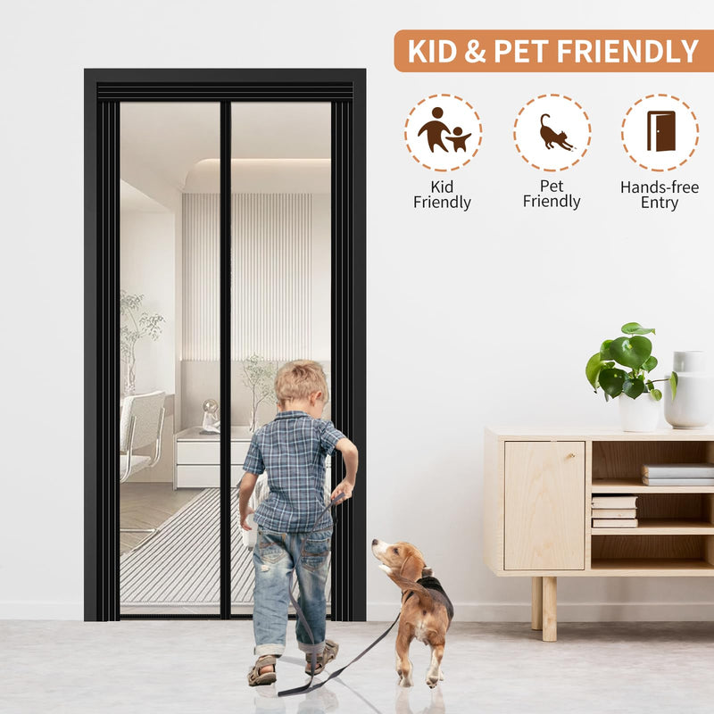 [Australia - AusPower] - Adjustable Transparent Insulated Door Curtain DIY Size Width 29" -34" Height 79" -82",Skloopearg Magnetic Screen Door with Reinforced Magnets Auto Closer, Keep Bugs Out, Pet and Kid Friendly 