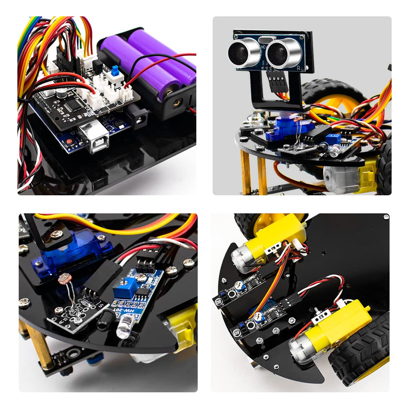 [Australia - AusPower] - LAFVIN Smart Robot Car 2WD Chassis Kit V2 Ultrasonic Module,Line Tracking Module,IR Remote Control Compatible with Arduino IDE 