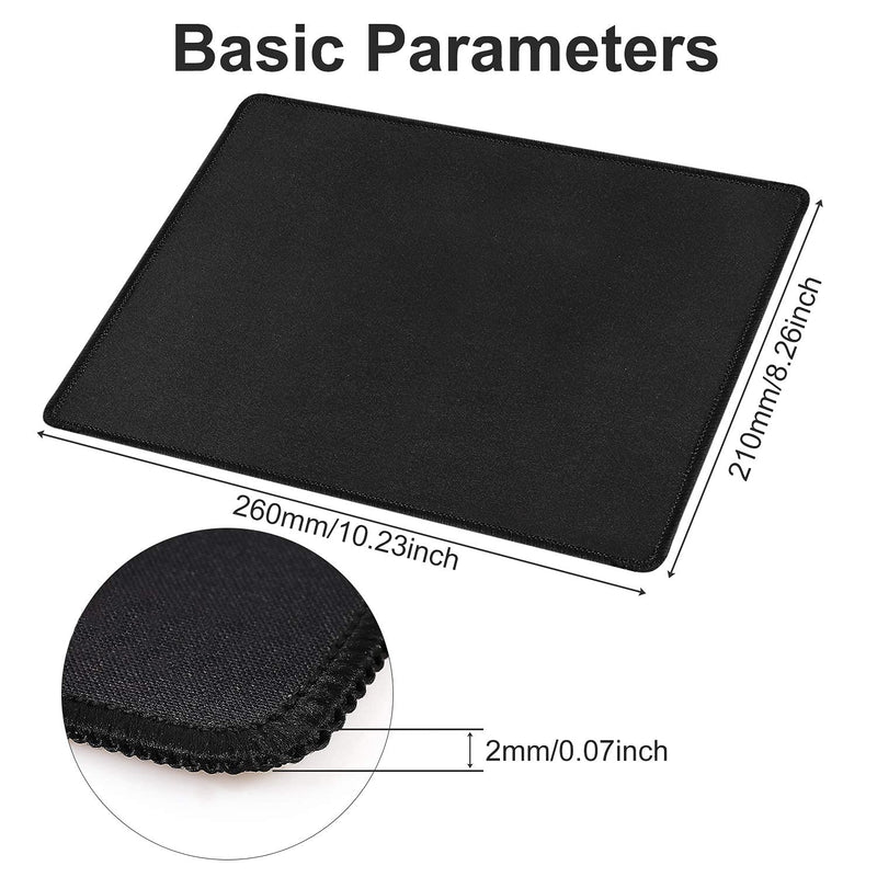 [Australia - AusPower] - Black 3PCS 10.2×8.3×0.08inch (260×210×2mm) Computer Mouse Pad with Non-Slip Rubber Base,Premium-Textured with Stitched Edges,Mouse Pads for Computers,Laptop,Office &Home 3PCS Black Small Mouse Pad 