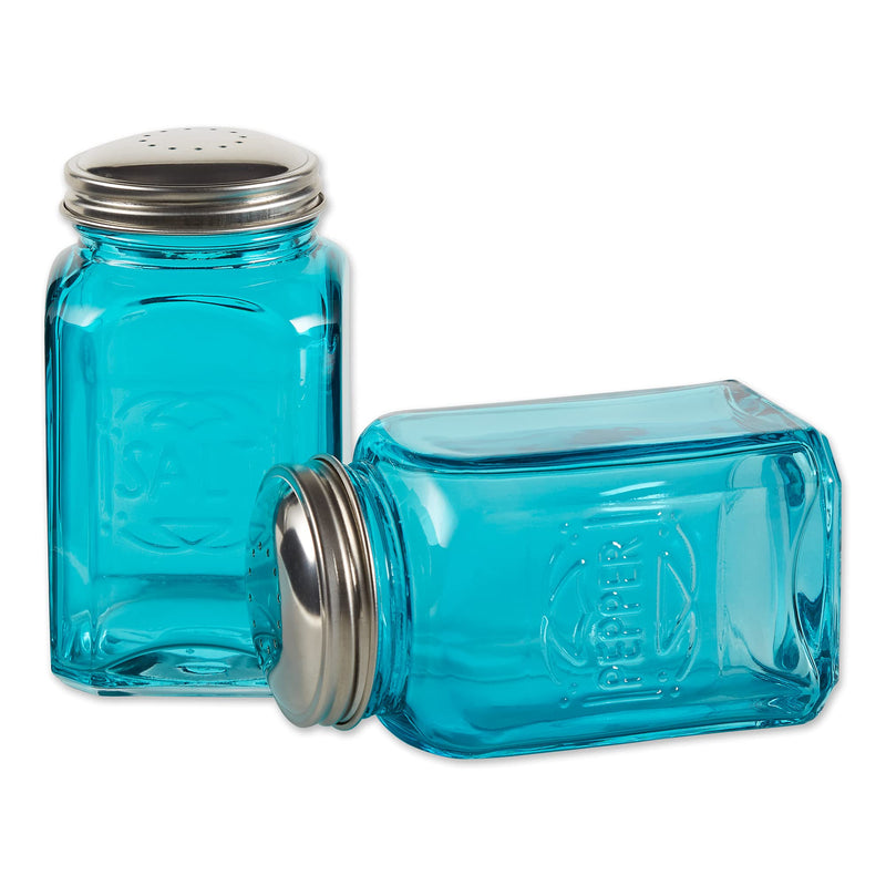 [Australia - AusPower] - RSVP International Retro Glass Salt & Pepper Shaker | Stainless Steel Lids |, 8 oz, Turquoise 