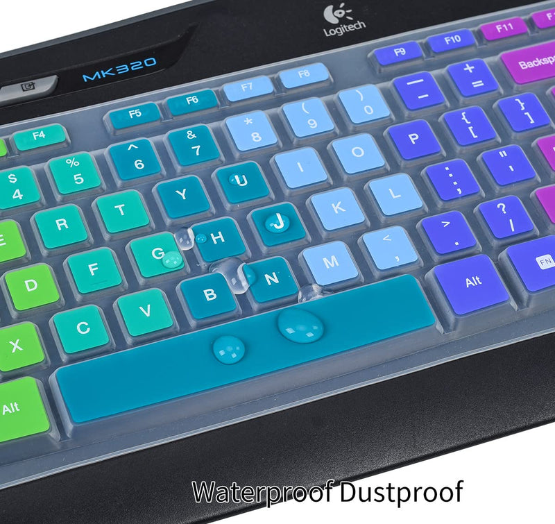 [Australia - AusPower] - Colorful Keyobard Cover Skin for Logitech MK335 Wireless Keyboard, Logitech MK320 K330 Wireless Desktop Keyboard Protective Skin Accessories, Rainbow 