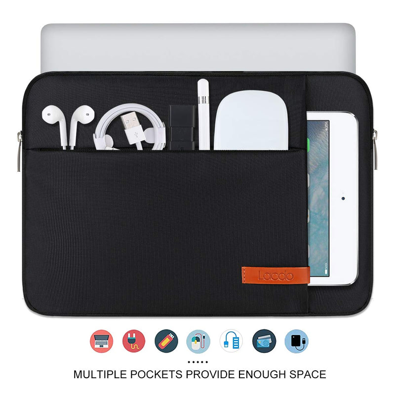 [Australia - AusPower] - Lacdo Laptop Sleeve Case for 15 inch New MacBook Air M2 2023 A2941, 15 inch MacBook Pro A1990 A1707, Dell XPS 15 Plus 2022-2020 Computer Bag with Accessory Pocket, Shockproof, Water-Resistant, Black New MacBook Air 15 Inch 
