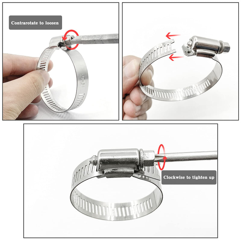 [Australia - AusPower] - Hose Clamp, Stainless Steel Hose Clamps for 1 1/2 Inch to 2 1/2 Inch Hose Pipe Large Adjustable Worm Gear Hose Clamps Assortment Kit for Automotive Radiator Fuel Line Mechanical, 10 PCS Hose Clamp Set 1-1/2 inch to 2-1/2 inch 