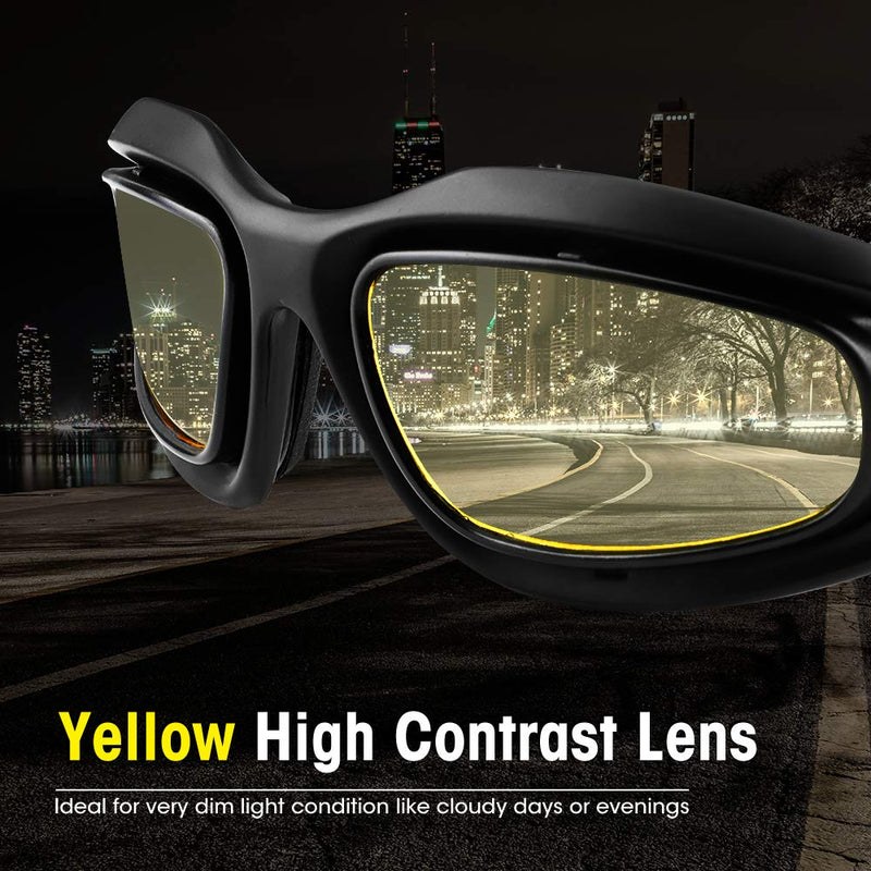 [Australia - AusPower] - kemimoto Polarized Motorcycle Glasses, Riding Goggles with 4 Lens Kit for Outdoor Activities Black 