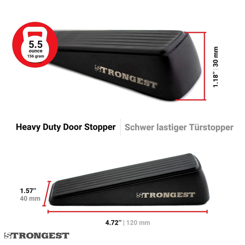 [Australia - AusPower] - Strongest Door Stopper, Heavy Duty Door Stop Wedge Made of Premium Quality Zinc and Rubber Suits Any Door,Any Floor. Set of 2 Plus Bonus Self Adhesive Wall Protectors (Black, 2 Pack) Black 