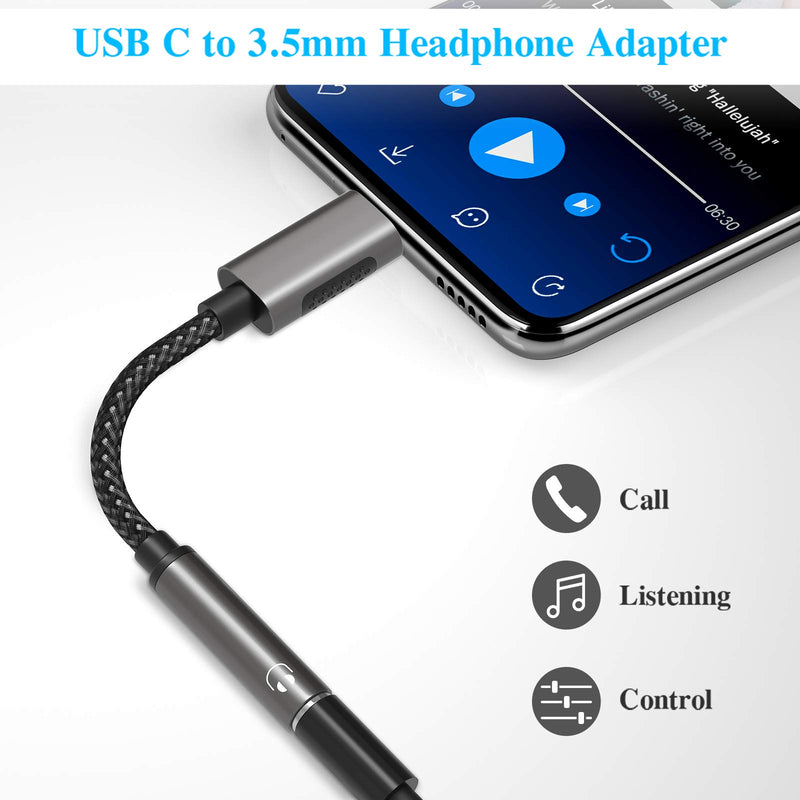 [Australia - AusPower] - TITACUTE USB C Headphone Adapter for Samsung S21 S20 FE S22 Galaxy Z Flip 3 Fold 2 USB C to 3.5mm Dongle Audio Adapter Stereo Type C Aux Cable for iPad Mini 6th OnePlus 9 Pro 8T 8 Note 20 Pixel 6 Grey 