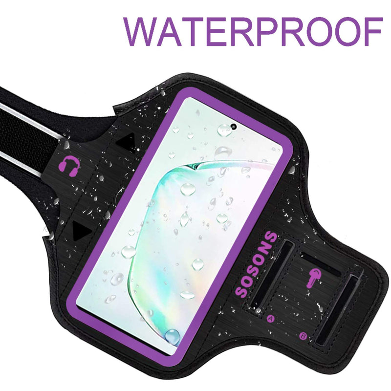 [Australia - AusPower] - SOSONS Galaxy Note 8/9/10/10+,Galaxy S8/S9/S10/S20+ Armband, Water Resistant Sports Gym Armband Case for Samsung Galaxy Phones,Fits Smartphones with Slim Case S:Galaxy Note 10/S8/S9/S10/S20 Purple 